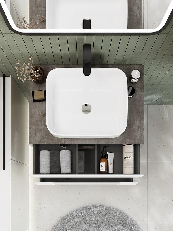 Тумба под раковину Art&Max Genova 80 AM-Genova-800-2C-SO-BC подвесная Белая глянцевая Бетон бромо, купить, цена, заказать, магазин, доставка, скидка, промокод, купить, цена, заказать, магазин, доставка, скидка, промокод