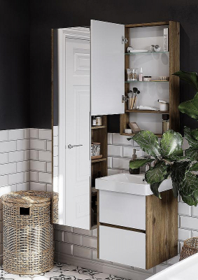 Зеркальный шкаф Aquaton Сканди 45 1A252002SDZ90 Белый Дуб рустикальный