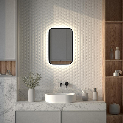 Зеркало Defesto Aura 40х60 DF 2962S с подсветкой 17W-4500K/Сенсорный выключатель/Нейтральный белый свет/Черная рама