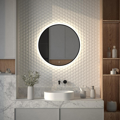 Зеркало Defesto Aura 70х70 DF 2984S с подсветкой 18W-4500K/Сенсорный выключатель/Нейтральный белый свет/Черная рама