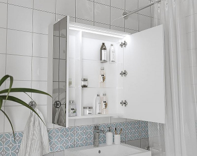 Зеркальный шкаф 1MarKa Соната 75 Ц0000007616 с подсветкой Белый глянец