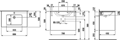 Тумба с раковиной Laufen Pro S  80 8.6496.1.261.104.1 подвесная Белая глянцевая