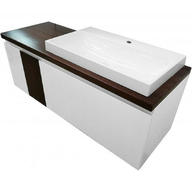 Тумба с раковиной Эстет Malibu 140 R ФР-00007127 подвесная Белая Темное дерево, купить, цена, заказать, магазин, доставка, скидка, промокод, купить, цена, заказать, магазин, доставка, скидка, промокод