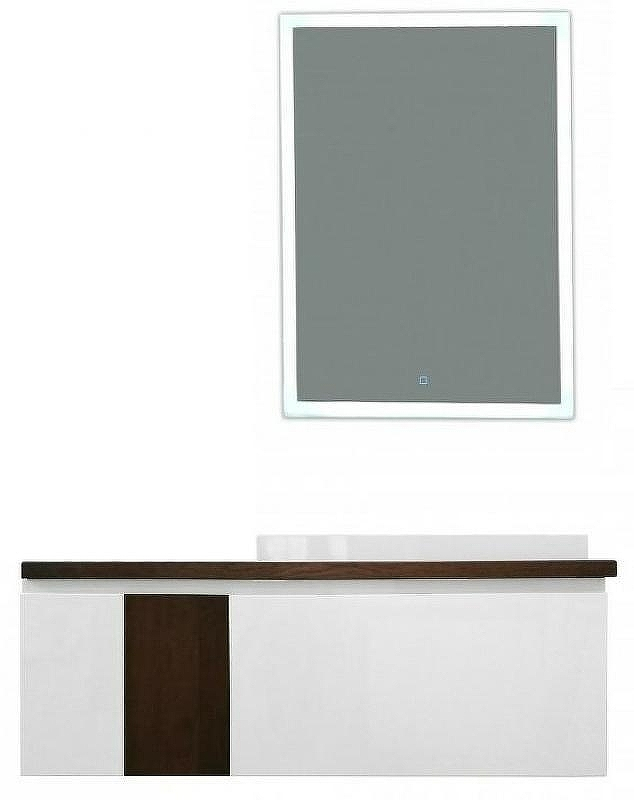 Тумба с раковиной Эстет Malibu 140 R ФР-00007127 подвесная Белая Темное дерево, купить, цена, заказать, магазин, доставка, скидка, промокод, купить, цена, заказать, магазин, доставка, скидка, промокод