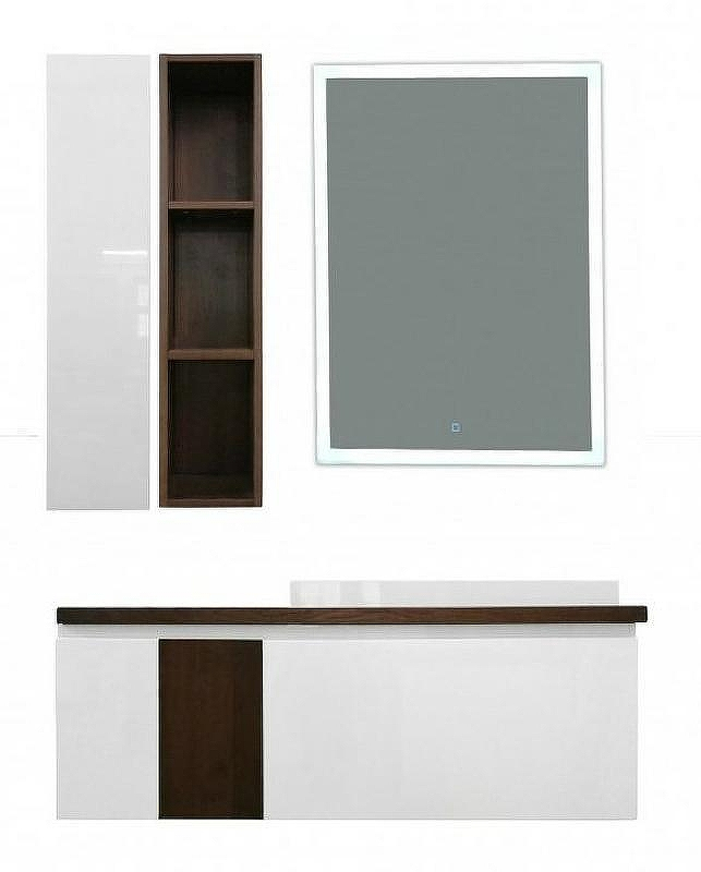 Тумба с раковиной Эстет Malibu 140 R ФР-00007127 подвесная Белая Темное дерево, купить, цена, заказать, магазин, доставка, скидка, промокод, купить, цена, заказать, магазин, доставка, скидка, промокод