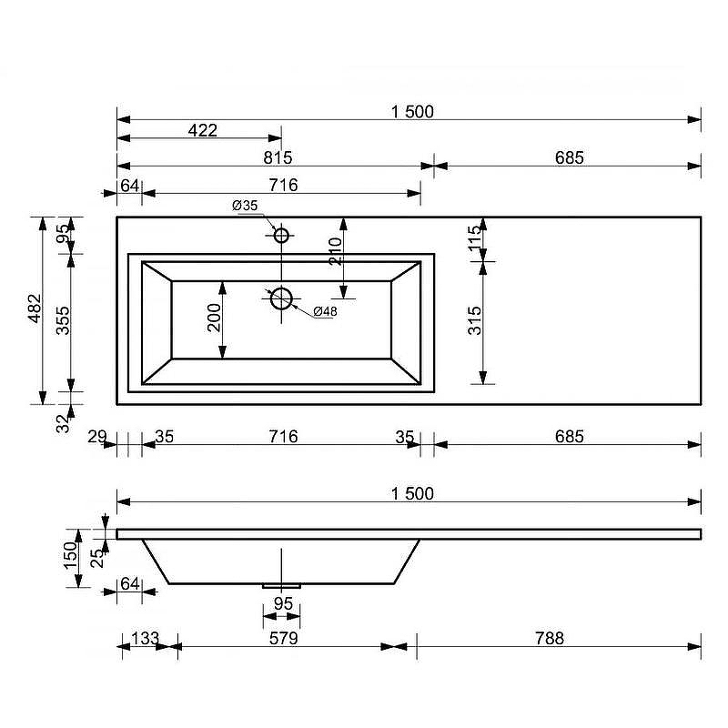 Тумба с раковиной Эстет Dallas Luxe 150 L ФР-00009681 Белая, купить, цена, заказать, магазин, доставка, скидка, промокод, купить, цена, заказать, магазин, доставка, скидка, промокод