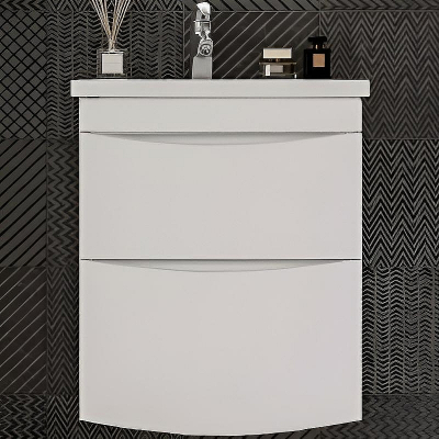 Тумба под раковину Бриклаер Вега 60 4627125415739 подвесная Белый глянец