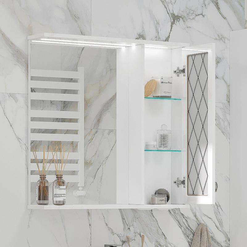 Зеркало со шкафом Volna Milena 70 R zsMLN70.R-01 с подсветкой Белое, купить, цена, заказать, магазин, доставка, скидка, промокод, купить, цена, заказать, магазин, доставка, скидка, промокод
