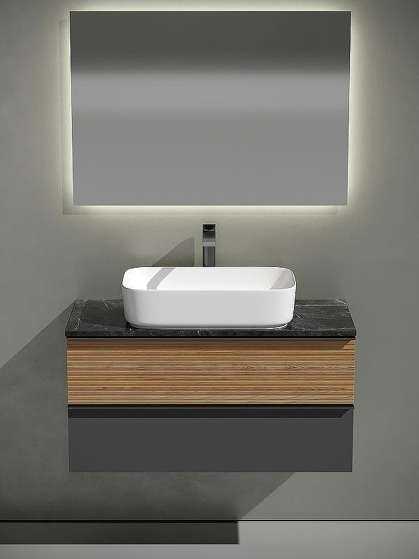 Тумба под раковину Sancos Delta 100 DL100GR подвесная Дуб красный Графит, купить, цена, заказать, магазин, доставка, скидка, промокод, купить, цена, заказать, магазин, доставка, скидка, промокод