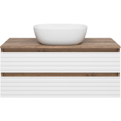 Тумба под раковину Brevita Dakota 100 DAK-09100-19/01-2Я подвесная Белая матовая Дуб Галифакс олово