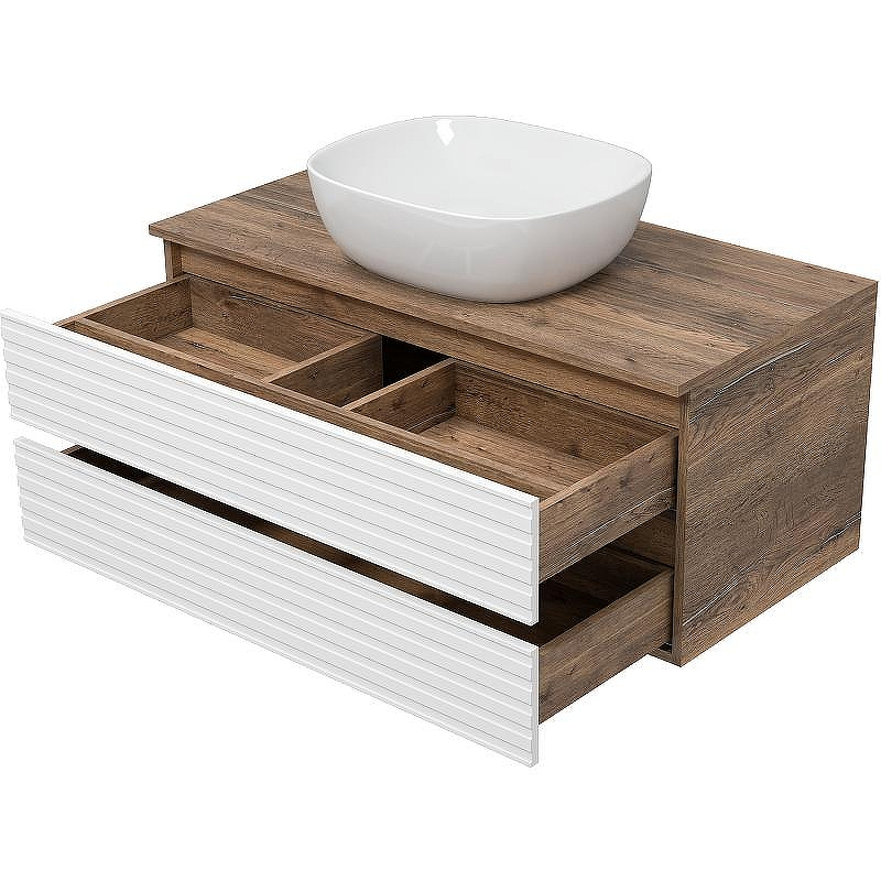 Тумба под раковину Brevita Dakota 100 DAK-09100-19/01-2Я подвесная Белая матовая Дуб Галифакс олово, купить, цена, заказать, магазин, доставка, скидка, промокод, купить, цена, заказать, магазин, доставка, скидка, промокод