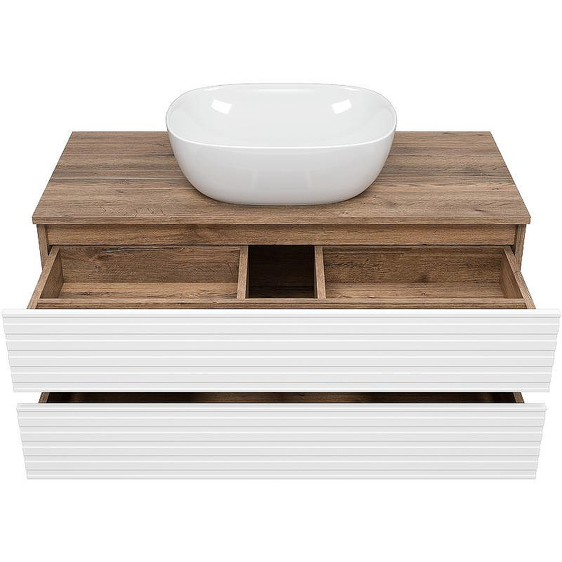 Тумба под раковину Brevita Dakota 100 DAK-09100-19/01-2Я подвесная Белая матовая Дуб Галифакс олово, купить, цена, заказать, магазин, доставка, скидка, промокод, купить, цена, заказать, магазин, доставка, скидка, промокод