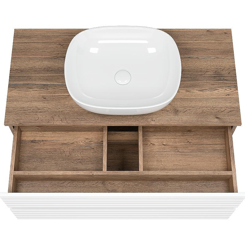 Тумба под раковину Brevita Dakota 100 DAK-09100-19/01-2Я подвесная Белая матовая Дуб Галифакс олово, купить, цена, заказать, магазин, доставка, скидка, промокод, купить, цена, заказать, магазин, доставка, скидка, промокод