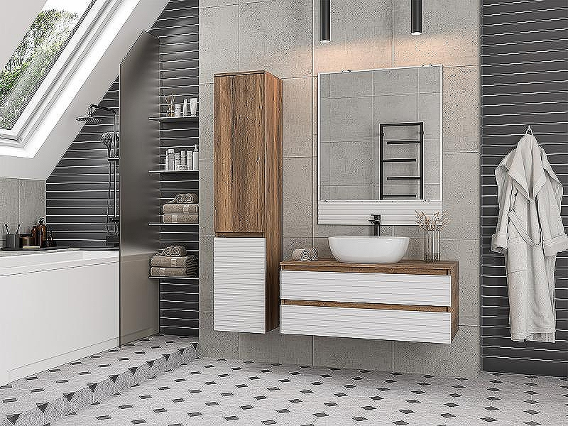 Тумба под раковину Brevita Dakota 100 DAK-09100-19/01-2Я подвесная Белая матовая Дуб Галифакс олово, купить, цена, заказать, магазин, доставка, скидка, промокод, купить, цена, заказать, магазин, доставка, скидка, промокод