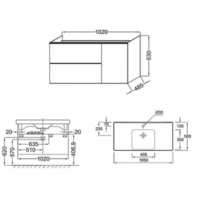 Тумба под раковину Jacob Delafon Odeon Up 100 EB891-N14 подвесная Серый антрацит
