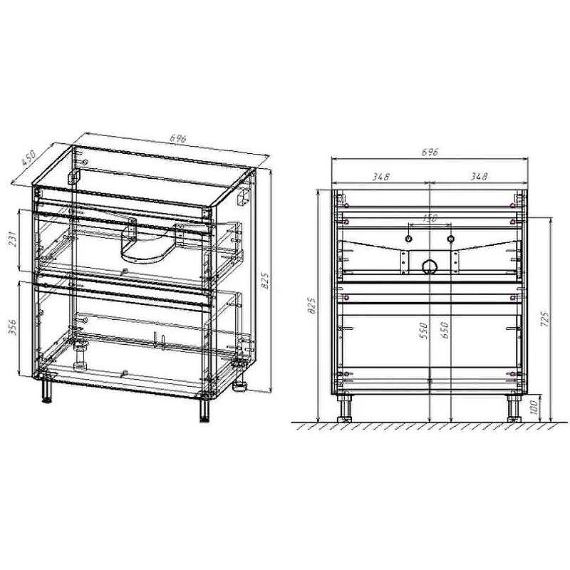 Тумба под раковину Style Line Атлантика 70 Люкс Plus СС-00002343 Старое дерево, купить, цена, заказать, магазин, доставка, скидка, промокод, купить, цена, заказать, магазин, доставка, скидка, промокод