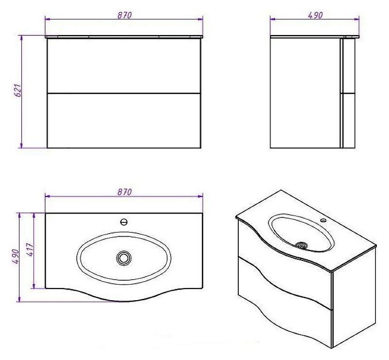 Тумба под раковину Cezares PETALO-900-2C-SO-RC-P подвесная Вишневый дуб без ручек, купить, цена, заказать, магазин, доставка, скидка, промокод, купить, цена, заказать, магазин, доставка, скидка, промокод