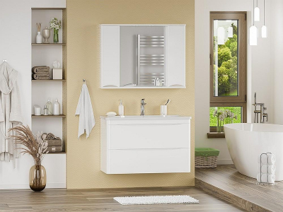 Тумба с раковиной Misty Атлантик 100 УТ000011693 подвесная Белая