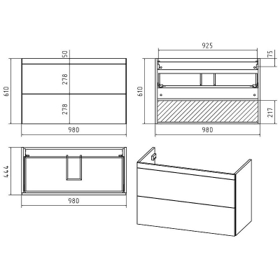 Тумба с раковиной Misty Атлантик 100 УТ000011693 подвесная Белая