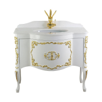 Тумба под раковину Migliore Amelia 106 27890 цвет Белый глянцевый декор золото, купить, цена, заказать, магазин, доставка, скидка, промокод, купить, цена, заказать, магазин, доставка, скидка, промокод