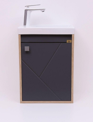 Тумба под раковину Alcora Litos 40 95004 подвесная цвет Графит, Дуб небраска