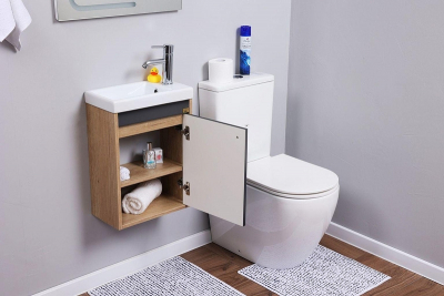 Тумба под раковину Alcora Litos 40 95004 подвесная цвет Графит, Дуб небраска