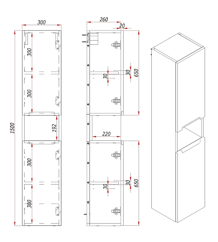 Шкаф пенал ЗОВ Дион 30 DPBM подвесной цвет Белый матовый, купить, цена, заказать, магазин, доставка, скидка, промокод, купить, цена, заказать, магазин, доставка, скидка, промокод