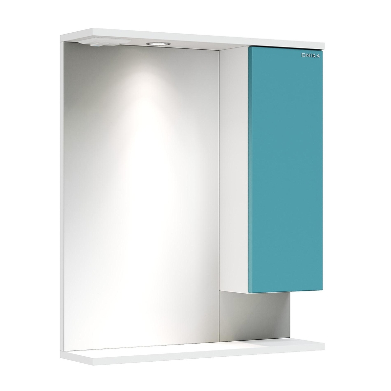 Зеркало со шкафом Onika Марви 60 R 206089 с подсветкой цвет Белый Бирюзовый, купить, цена, заказать, магазин, доставка, скидка, промокод, купить, цена, заказать, магазин, доставка, скидка, промокод