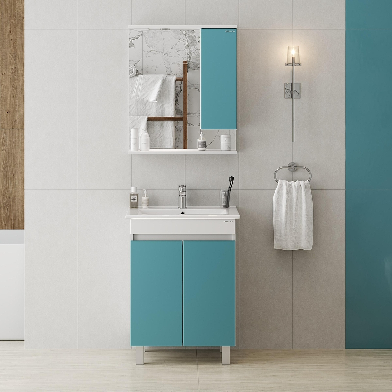 Зеркало со шкафом Onika Марви 60 R 206089 с подсветкой цвет Белый Бирюзовый, купить, цена, заказать, магазин, доставка, скидка, промокод, купить, цена, заказать, магазин, доставка, скидка, промокод