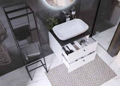 Тумба под раковину 1MarKa Desire 60П Ц0000026589 подвесная цвет Монолит найт Эмаль белая