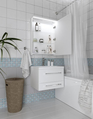 Зеркальный шкаф 1MarKa Соната 60 Ц0000007617 с подсветкой Белый глянец