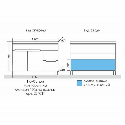 Тумба под раковину СанТа Лондон 120 224031 Белая