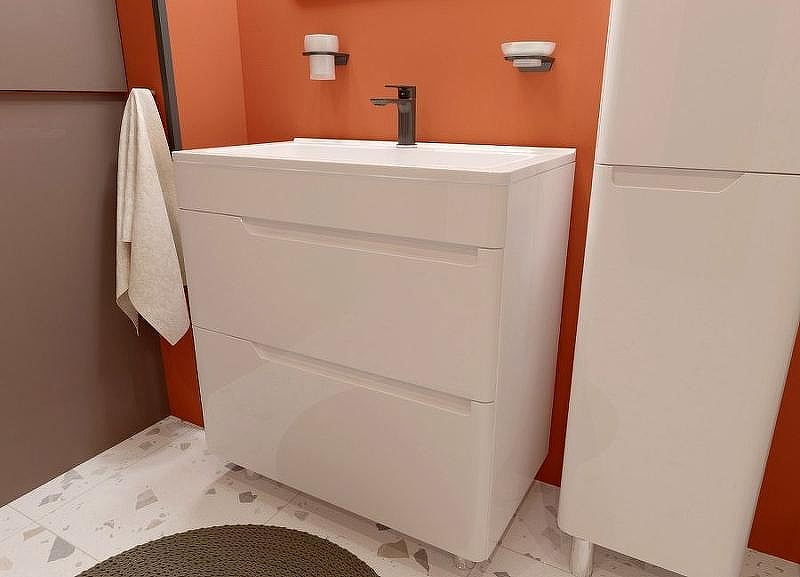 Тумба с раковиной Эстет Kare Luxe 80 ФР-00005719 Белая, купить, цена, заказать, магазин, доставка, скидка, промокод, купить, цена, заказать, магазин, доставка, скидка, промокод