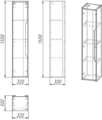 Шкаф пенал Grossman Лайф 32 303202 подвесной Винтажное дерево темное Графит