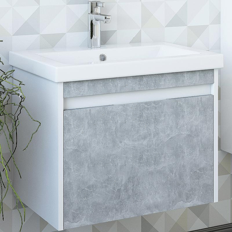 Тумба под раковину Sanflor Калипсо 60 С08259 подвесная Белая Ателье светлый, купить, цена, заказать, магазин, доставка, скидка, промокод, купить, цена, заказать, магазин, доставка, скидка, промокод