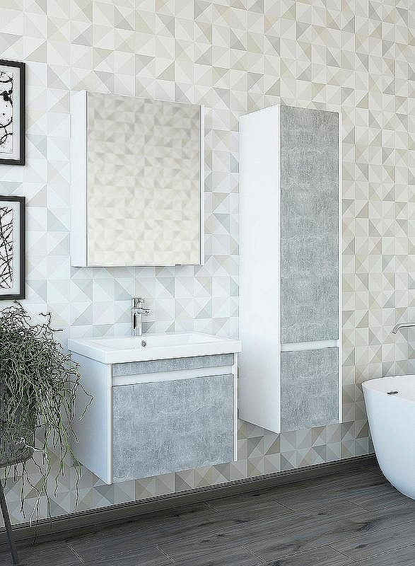 Тумба под раковину Sanflor Калипсо 60 С08259 подвесная Белая Ателье светлый, купить, цена, заказать, магазин, доставка, скидка, промокод, купить, цена, заказать, магазин, доставка, скидка, промокод