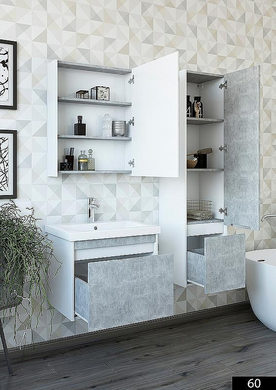 Тумба под раковину Sanflor Калипсо 60 С08259 подвесная Белая Ателье светлый, купить, цена, заказать, магазин, доставка, скидка, промокод, купить, цена, заказать, магазин, доставка, скидка, промокод