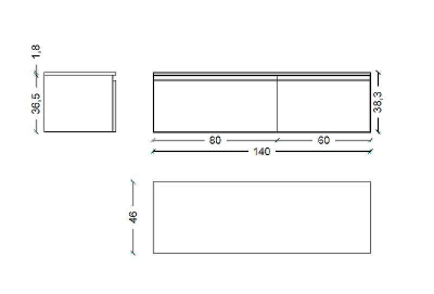 Тумба Boheme Armadi Art Flat Vallessi Uno-S 140 897-140-A mat подвесная Антрацит матовый