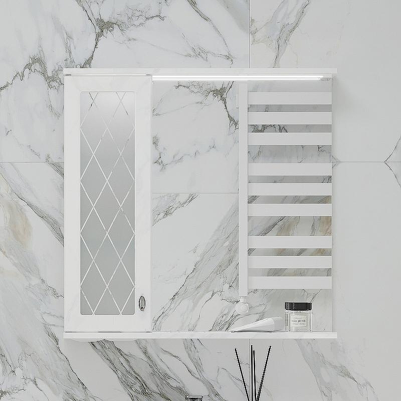 Зеркало со шкафом Volna Milena 70 L zsMLN70.L-01 с подсветкой Белое, купить, цена, заказать, магазин, доставка, скидка, промокод, купить, цена, заказать, магазин, доставка, скидка, промокод