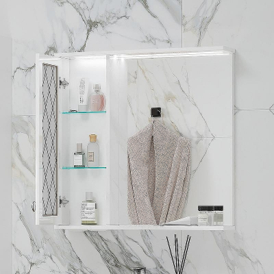 Зеркало со шкафом Volna Milena 70 L zsMLN70.L-01 с подсветкой Белое