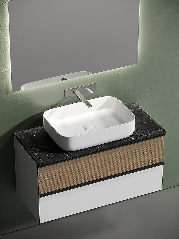 Тумба под раковину Sancos Delta 100 DL100W подвесная Дуб светлый Белая, купить, цена, заказать, магазин, доставка, скидка, промокод, купить, цена, заказать, магазин, доставка, скидка, промокод