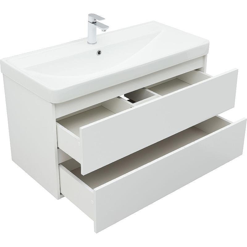 Тумба с раковиной Aquanet Вега 100 328002 подвесная Белый глянец, купить, цена, заказать, магазин, доставка, скидка, промокод, купить, цена, заказать, магазин, доставка, скидка, промокод