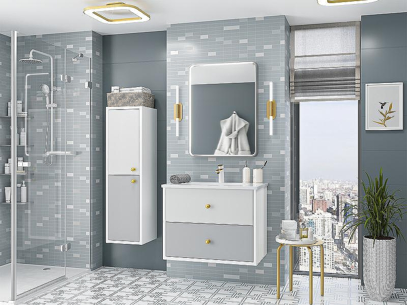 Шкаф пенал Brevita 50 Shades of Grey Анастейша 35 L Ана-05035-01-01Л подвесной Белый матовый Серый матовый, купить, цена, заказать, магазин, доставка, скидка, промокод, купить, цена, заказать, магазин, доставка, скидка, промокод