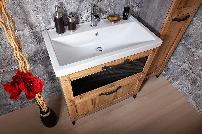 Тумба под раковину Бриклаер Лофт 80 4627125413414 Метрополитен грей, купить, цена, заказать, магазин, доставка, скидка, промокод, купить, цена, заказать, магазин, доставка, скидка, промокод