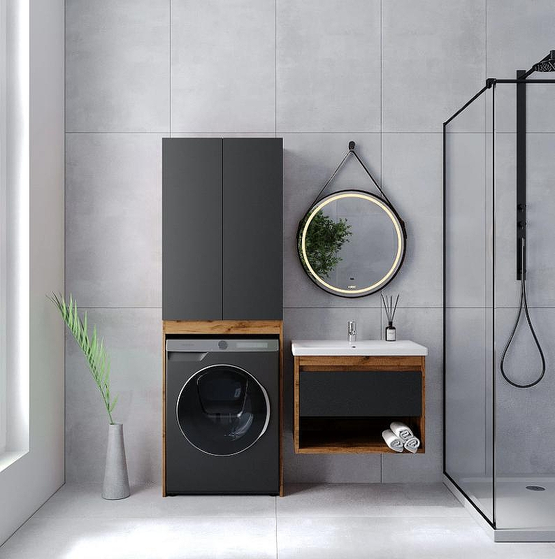 Тумба под раковину VIANT Бостон 60 VBOS60COG-T1YP подвесная Графит матовый Дуб Вотан, купить, цена, заказать, магазин, доставка, скидка, промокод, купить, цена, заказать, магазин, доставка, скидка, промокод