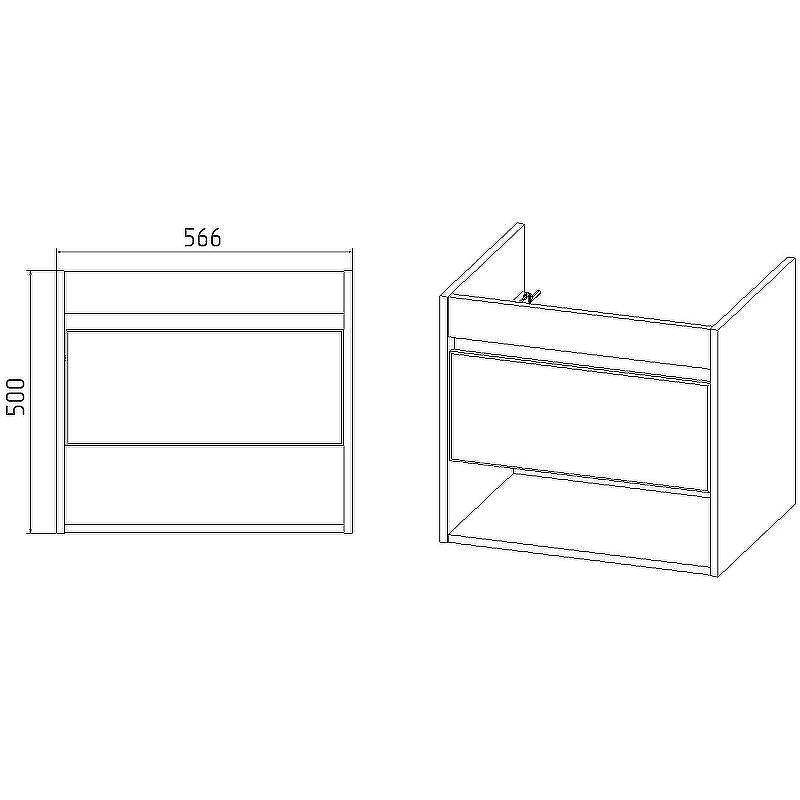 Тумба под раковину VIANT Бостон 60 VBOS60COG-T1YP подвесная Графит матовый Дуб Вотан, купить, цена, заказать, магазин, доставка, скидка, промокод, купить, цена, заказать, магазин, доставка, скидка, промокод