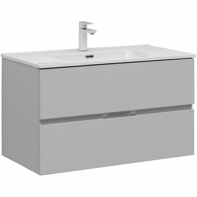 Тумба под раковину Aquanet Алвита New 90 303922 подвесная Серая матовая, купить, цена, заказать, магазин, доставка, скидка, промокод, купить, цена, заказать, магазин, доставка, скидка, промокод