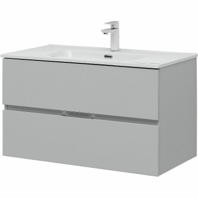 Тумба под раковину Aquanet Алвита New 90 303922 подвесная Серая матовая