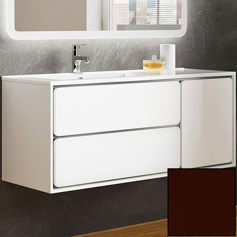 Тумба с раковиной SanVit Бруно-2 120 L kbruno2120 в цвете Ral подвесная Шоколад, купить, цена, заказать, магазин, доставка, скидка, промокод, купить, цена, заказать, магазин, доставка, скидка, промокод