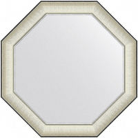 Зеркало Evoform Octagon 74x74 BY 7441 в багетной раме - Белая кожа с хромом 78, купить, цена, заказать, магазин, доставка, скидка, промокод, купить, цена, заказать, магазин, доставка, скидка, промокод